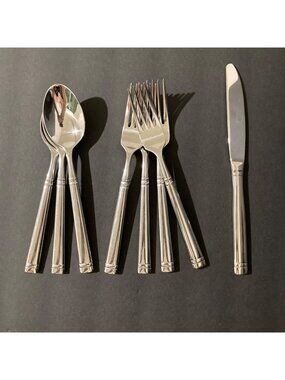 Mikasa Stephanie Flatware Forged Stainless Steel Dinner Fork Spoon Knife Lot 8